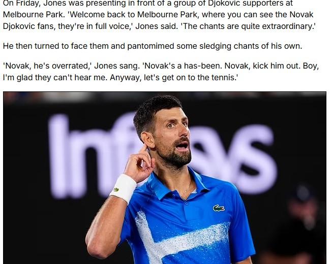 德约科维奇就电视主持人嘲讽作出回应，明确表